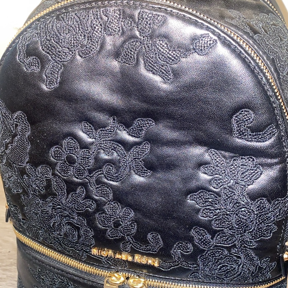 Michael Kors Black Embroidered Rhea Backpack - Picture 9 of 9